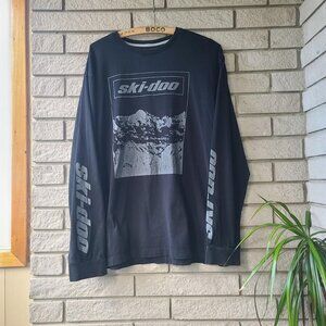 Retro 'Ski-doo' faded black long-sleeve shirt men's XL